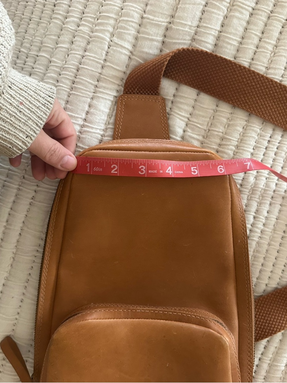 Leather Sling Bag in Tan form ABLE - Picture 11 of 13